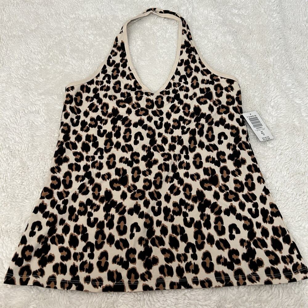 NWT Torrid Women’s Halter Cheetah CottonShirt Plus Sz 00 Mob Wife Classic Glam